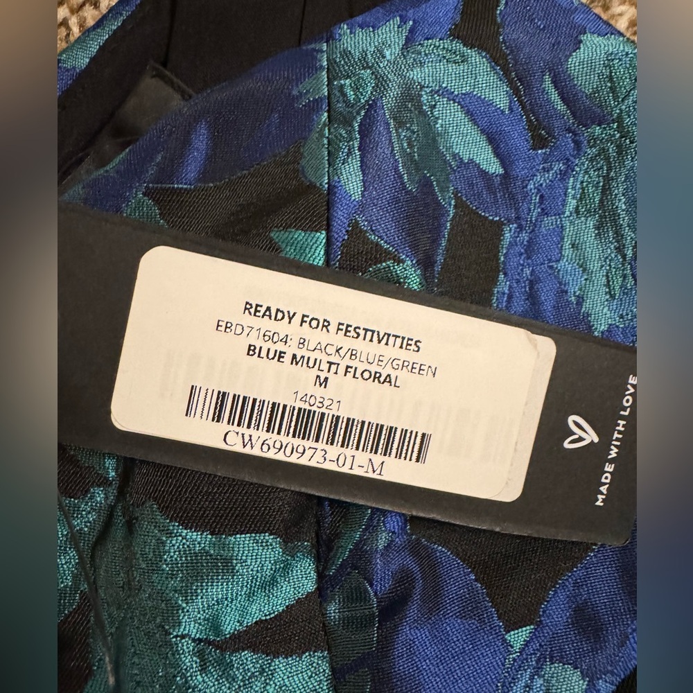 NWT Lulu’s Ready for Festivities Blue Multi Floral Jacquard Mini Dress Size Med - Picture 11 of 13